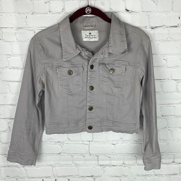Papaya Gray Cropped Button Up Jacket Size Medium - Picture 1 of 6